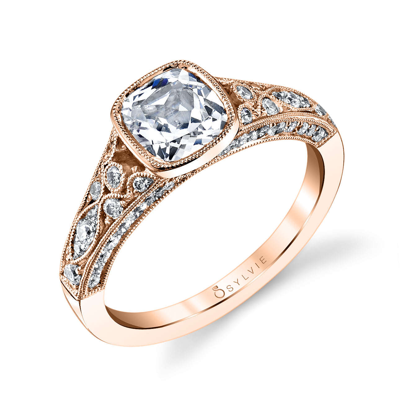 Barbara - Cushion Cut Vintage Bezel Set Engagement Ring