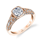Barbara - Cushion Cut Vintage Bezel Set Engagement Ring
