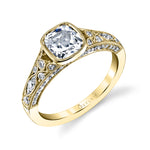 Barbara - Cushion Cut Vintage Bezel Set Engagement Ring