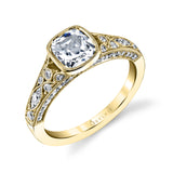 Barbara - Cushion Cut Vintage Bezel Set Engagement Ring