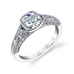 Barbara - Cushion Cut Vintage Bezel Set Engagement Ring