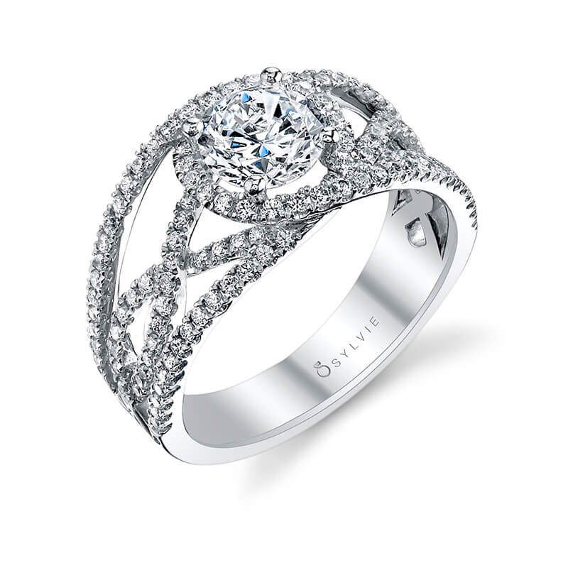 Francoise - Modern Spiral Engagement Ring with Split Shank