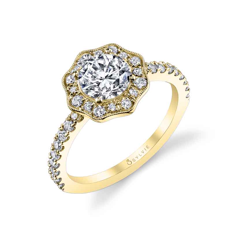 Daisi - Floral Inspired Halo Engagement Ring
