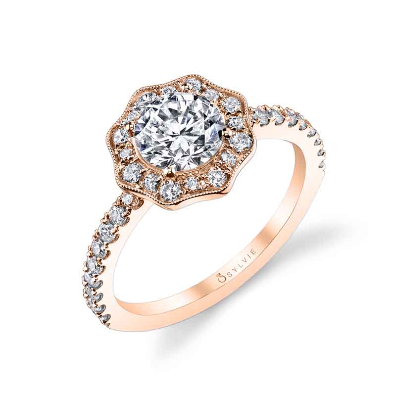 Daisi - Floral Inspired Halo Engagement Ring