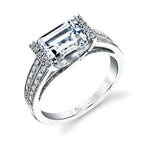 Maya - Modern East West Emerald Engagement Ring