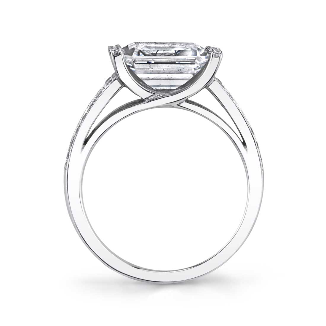 Maya - Modern East West Emerald Engagement Ring