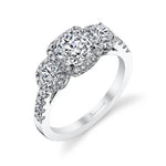 Bianca - Three Stone Engagement Ring with Halo