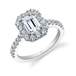 Emerald Cut Classic Halo Engagement Ring - Jacalyn