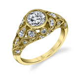 Vintage Inspired Bezel Set Engagement Ring - Camile