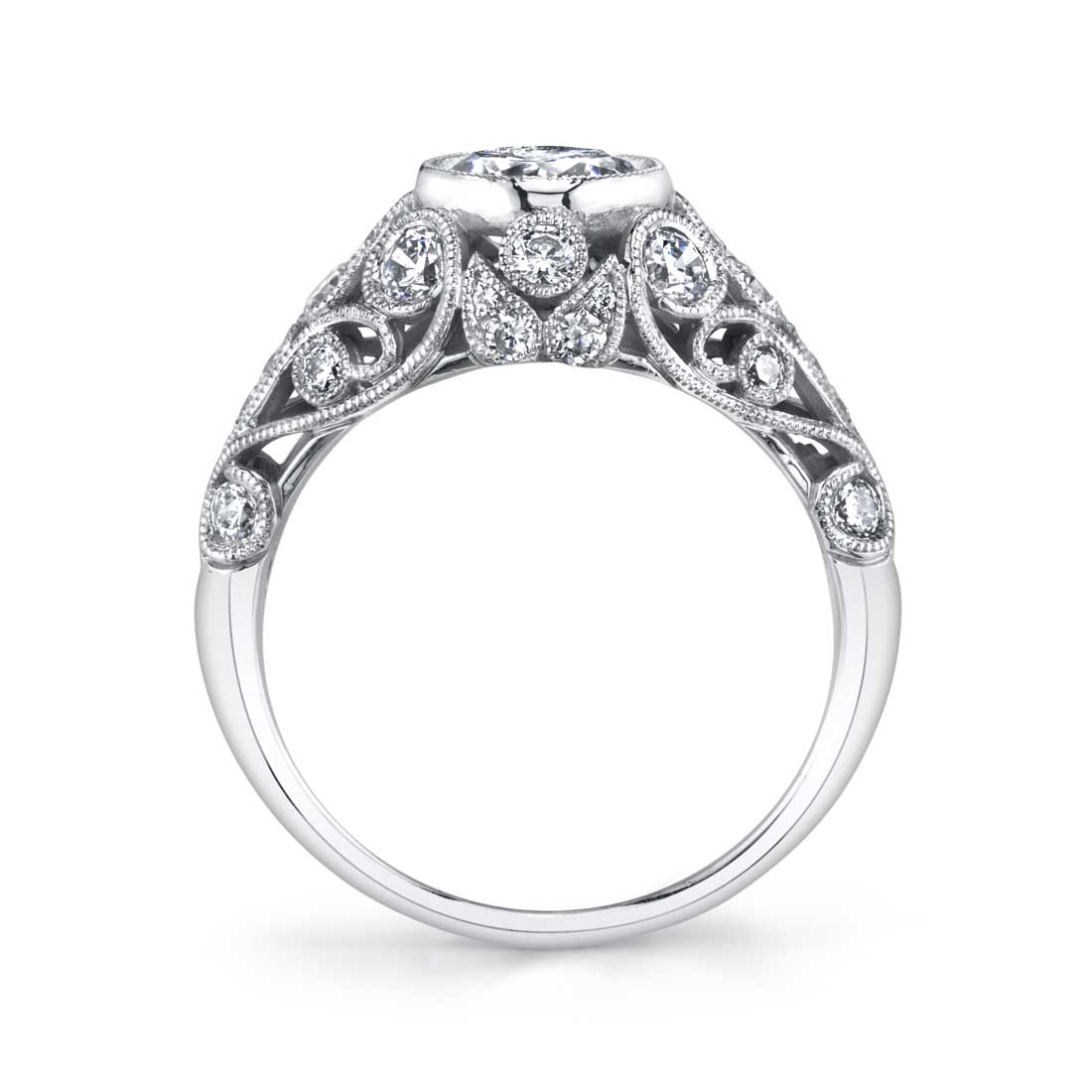 Vintage Inspired Bezel Set Engagement Ring - Camile