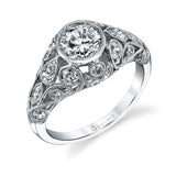 Vintage Inspired Bezel Set Engagement Ring - Camile