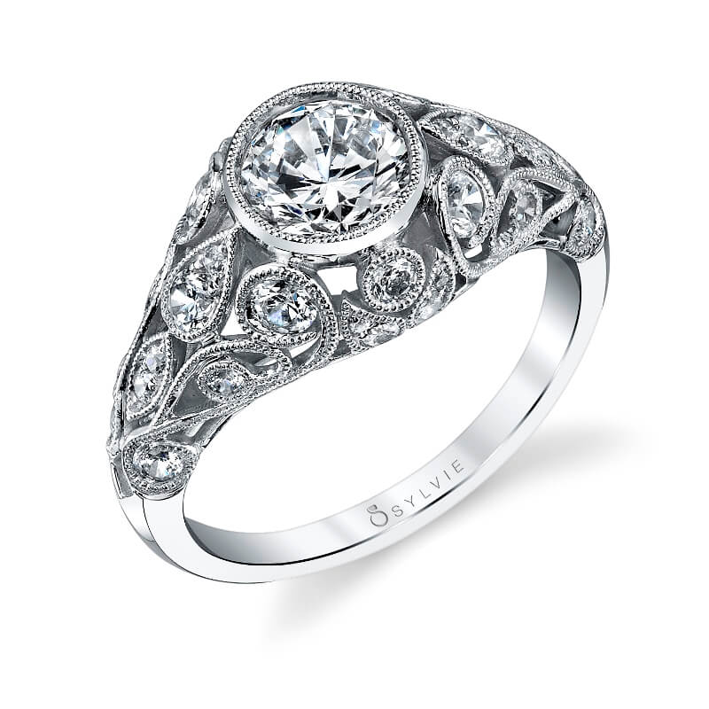 Vintage Inspired Bezel Set Engagement Ring - Camile