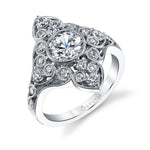 Joella - Vintage Bezel Set Engagement Ring with Halo