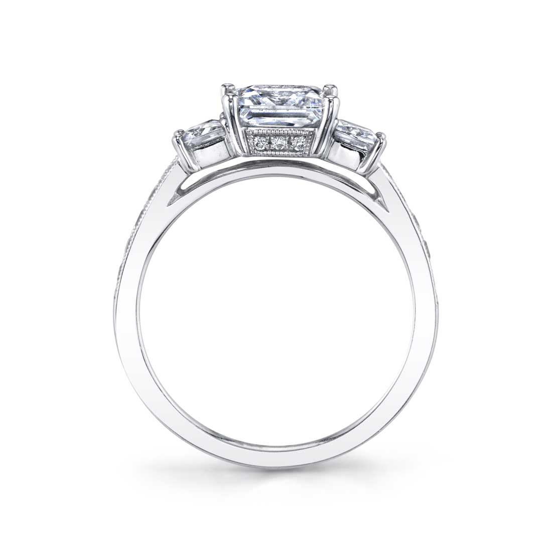 Eva - Three Stone Princess Cut Engagement Ring