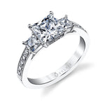 Eva - Three Stone Princess Cut Engagement Ring