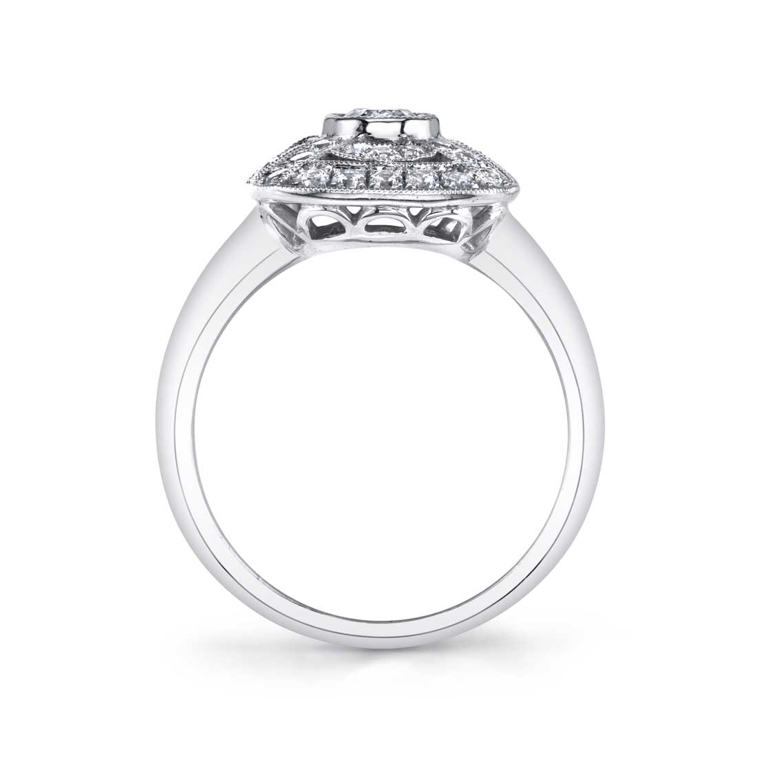 Danette - Vintage Inspired High Polish Halo Engagement Ring