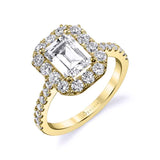 Olivia - Unique East West Emerald Engagement Ring