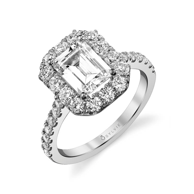 Olivia - Unique East West Emerald Engagement Ring