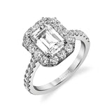 Olivia - Unique East West Emerald Engagement Ring