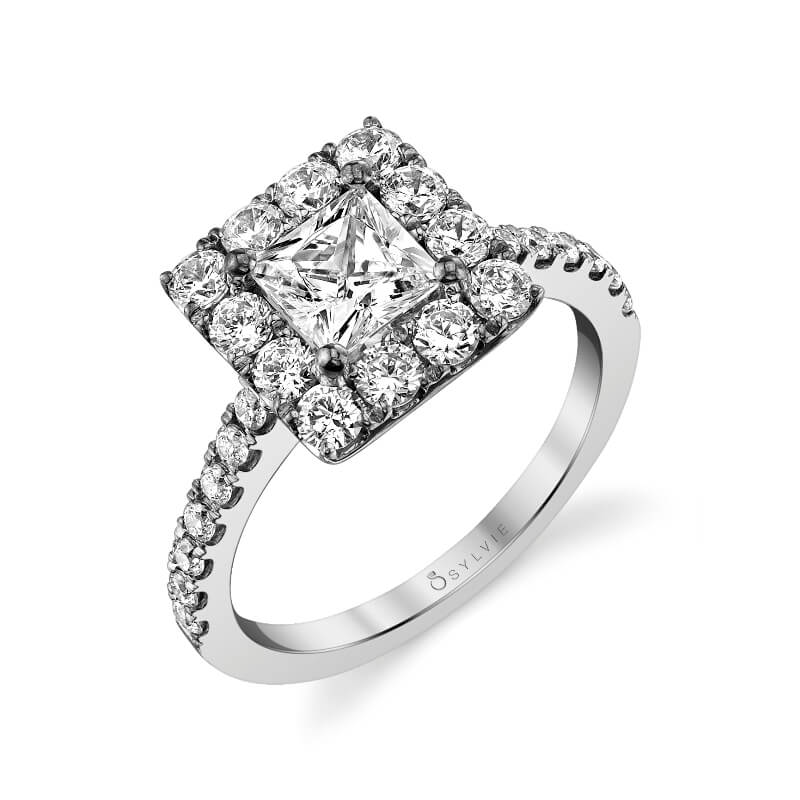 Olivia - Princess Cut Engagement Ring with Halo
