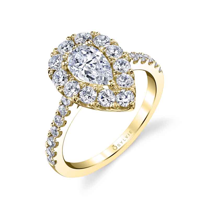 Olivia - Pear Cut Engagement Ring with Halo