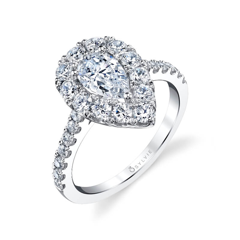 Olivia - Pear Cut Engagement Ring with Halo
