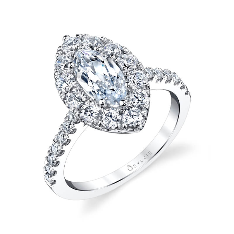 Olivia - Marquise Cut Engagement Ring with Halo