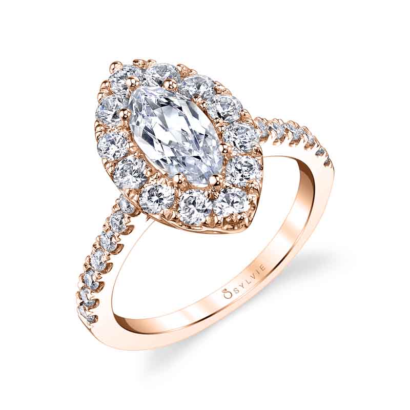 Olivia - Marquise Cut Engagement Ring with Halo