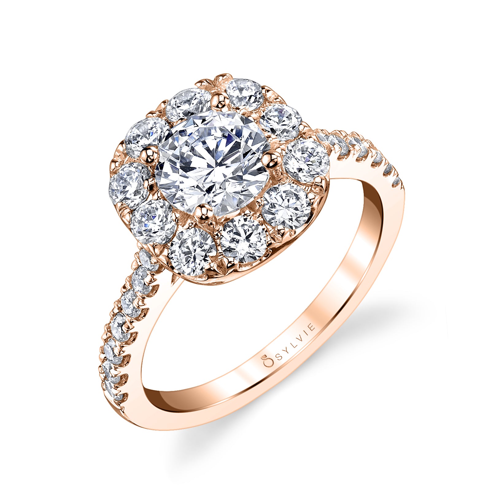 Olivia - Cushion Cut Engagement Ring with Halo