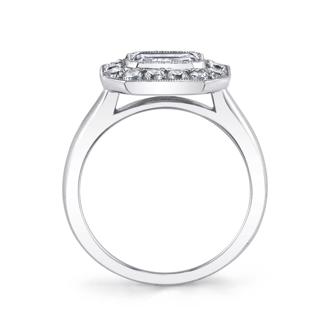Samantha - Unique East West Emerald Engagement Ring