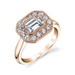 Samantha - Unique East West Emerald Engagement Ring