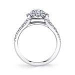 Sarah - Split Shank Engagement Ring with Cushion Cut Halo