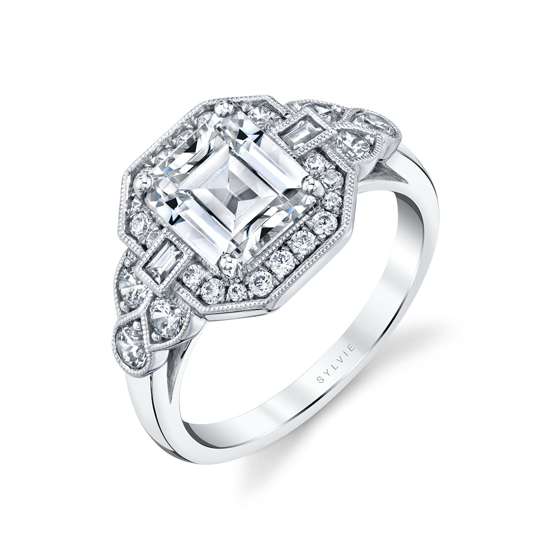 Vintage Inspired Emerald Engagement Ring