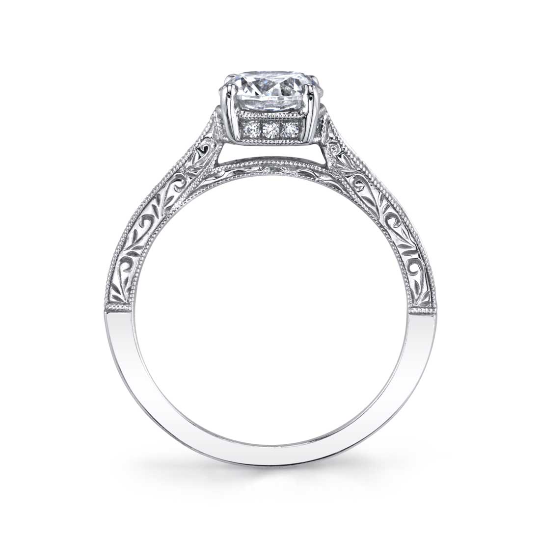 Envie - Hand Engraved Round Engagement Ring
