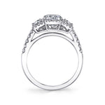Camila - Three Stone Halo Engagement Ring