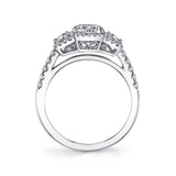 Camila - Three Stone Halo Engagement Ring