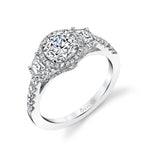 Camila - Three Stone Halo Engagement Ring
