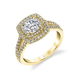 Macey - Cushion Shaped Double Halo Engagement Ring