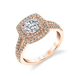 Macey - Cushion Shaped Double Halo Engagement Ring