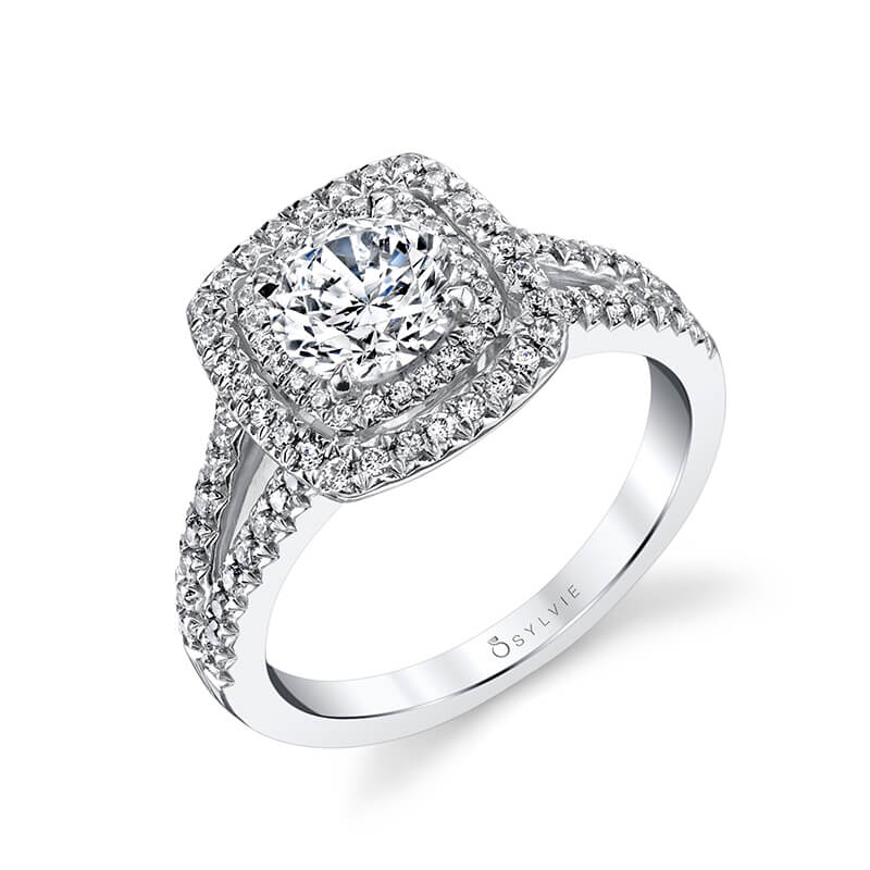 Macey - Cushion Shaped Double Halo Engagement Ring