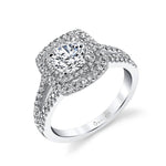 Macey - Cushion Shaped Double Halo Engagement Ring