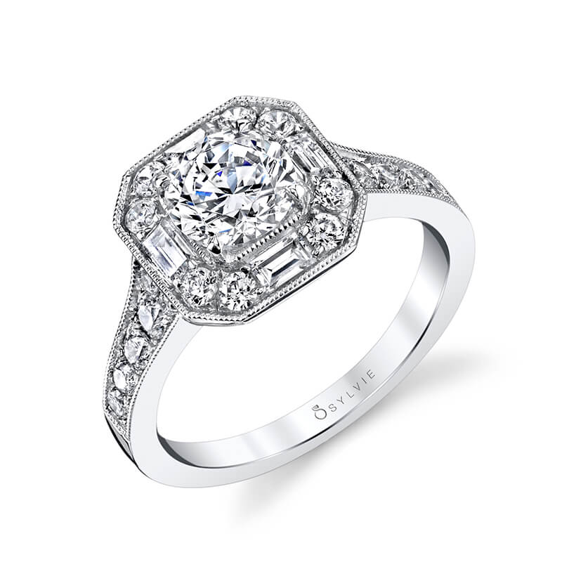 Flora - Vintage Engagement Ring with Floral Inspired Halo