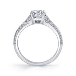 Micro Pave Modern Vintage Engagement Ring with Milgrain Detailing - Tamie