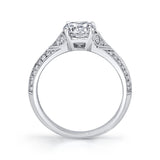 Micro Pave Modern Vintage Engagement Ring with Milgrain Detailing - Tamie