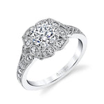 Fleurette - Flower Engagement Ring with Halo