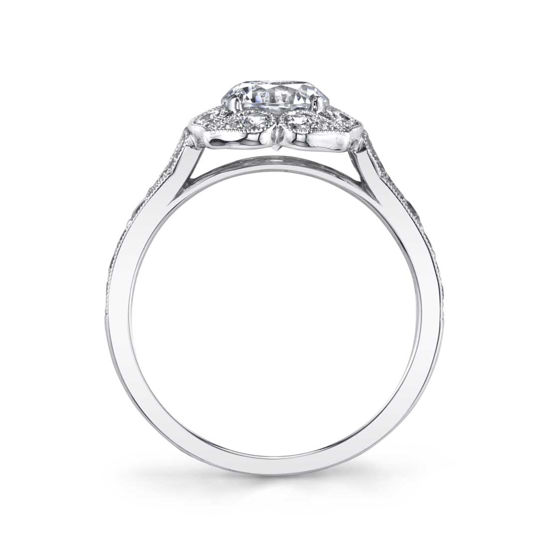 Fleurette - Flower Engagement Ring with Halo