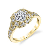 Fleurette - Flower Engagement Ring with Halo