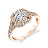 Fleurette - Flower Engagement Ring with Halo