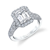Emerald Cut Vintage Engagement Ring with Halo - Cheri