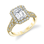 Emerald Cut Vintage Engagement Ring with Halo - Cheri